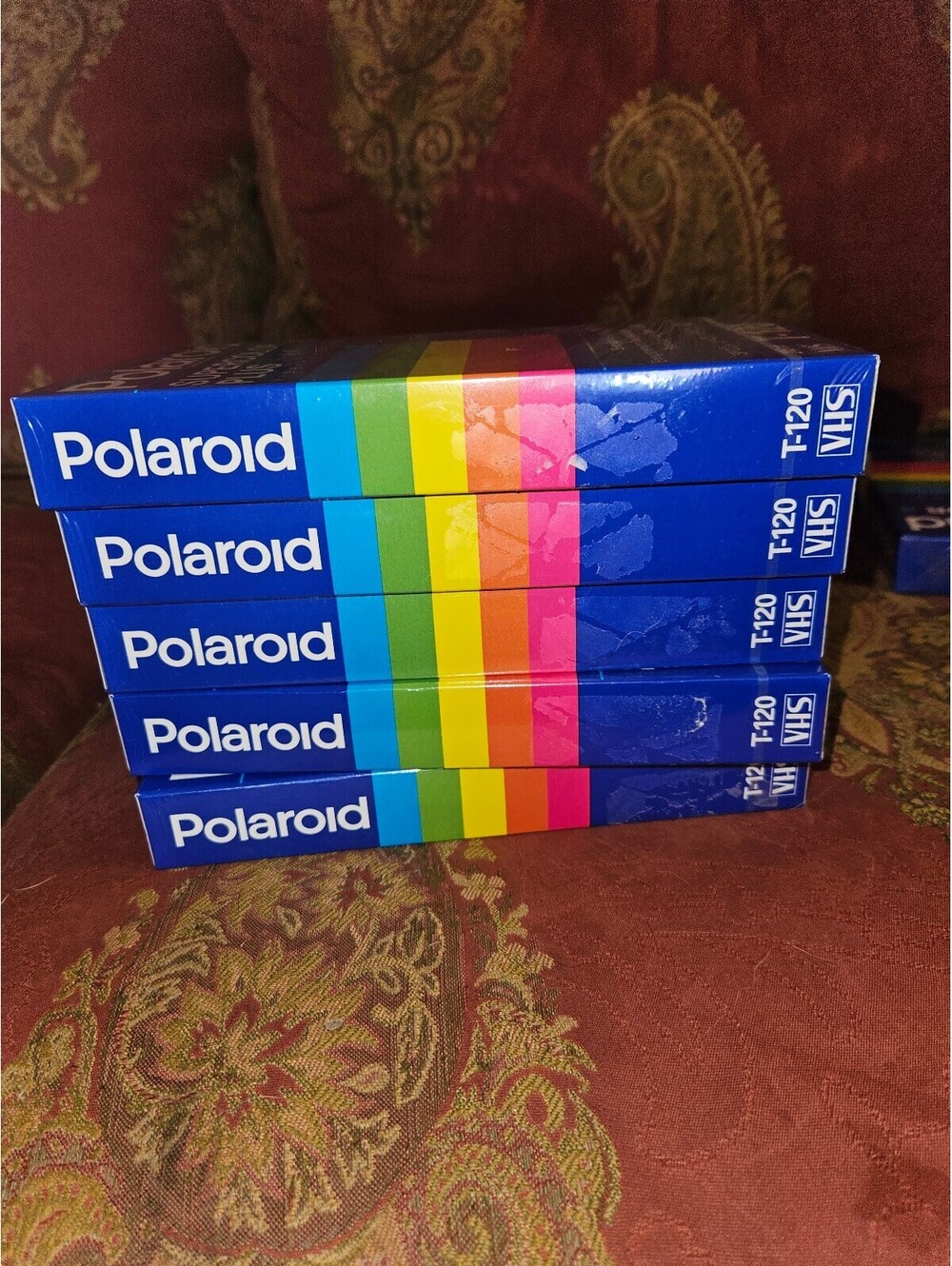 Polaroid Supercolor Plus T-Set of 5-120 VHS Videocassettes, 6-Hour Recording, 5x